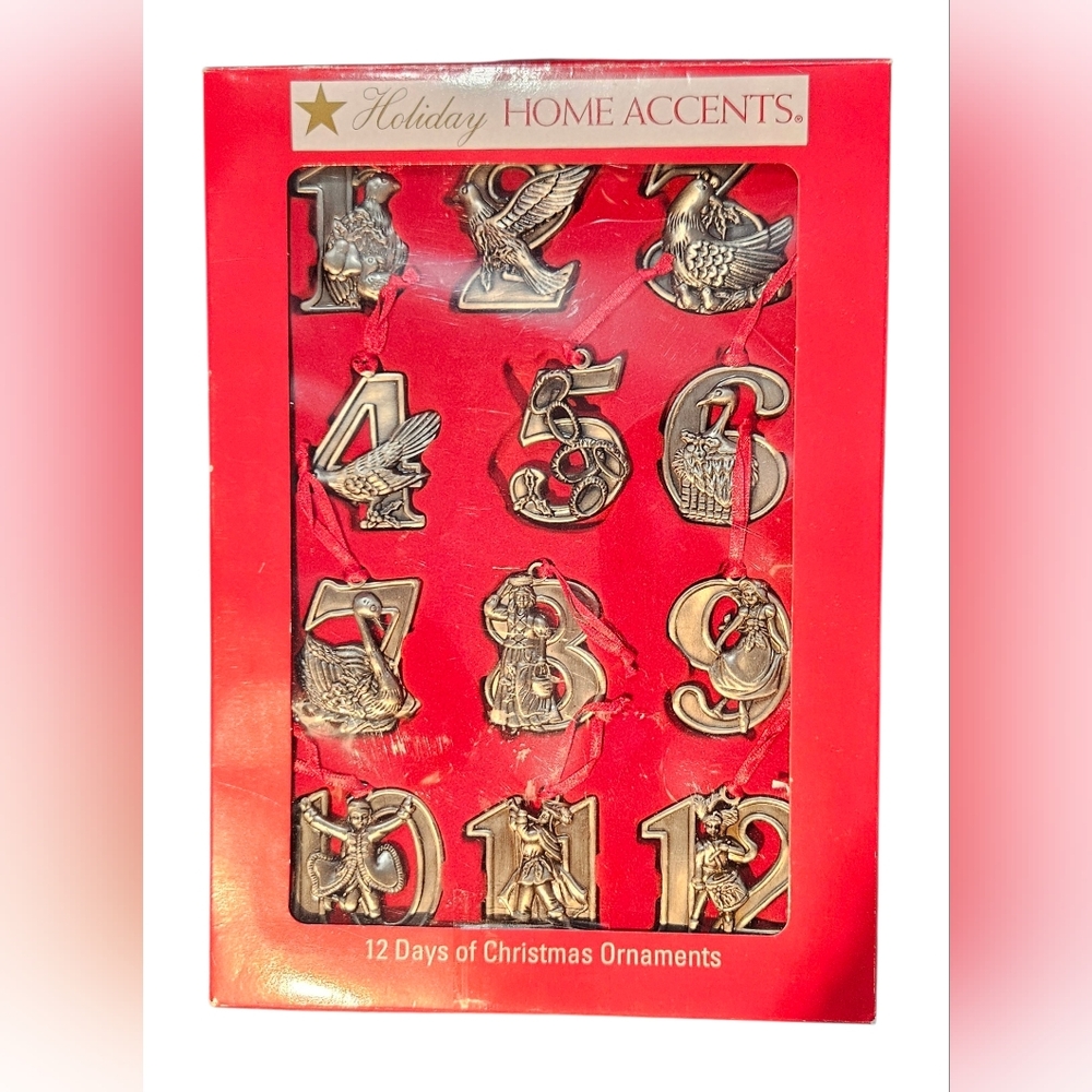 Vtg Silver Christmas Ornaments "Twelve Days Of Christmas" Holiday Home Accents